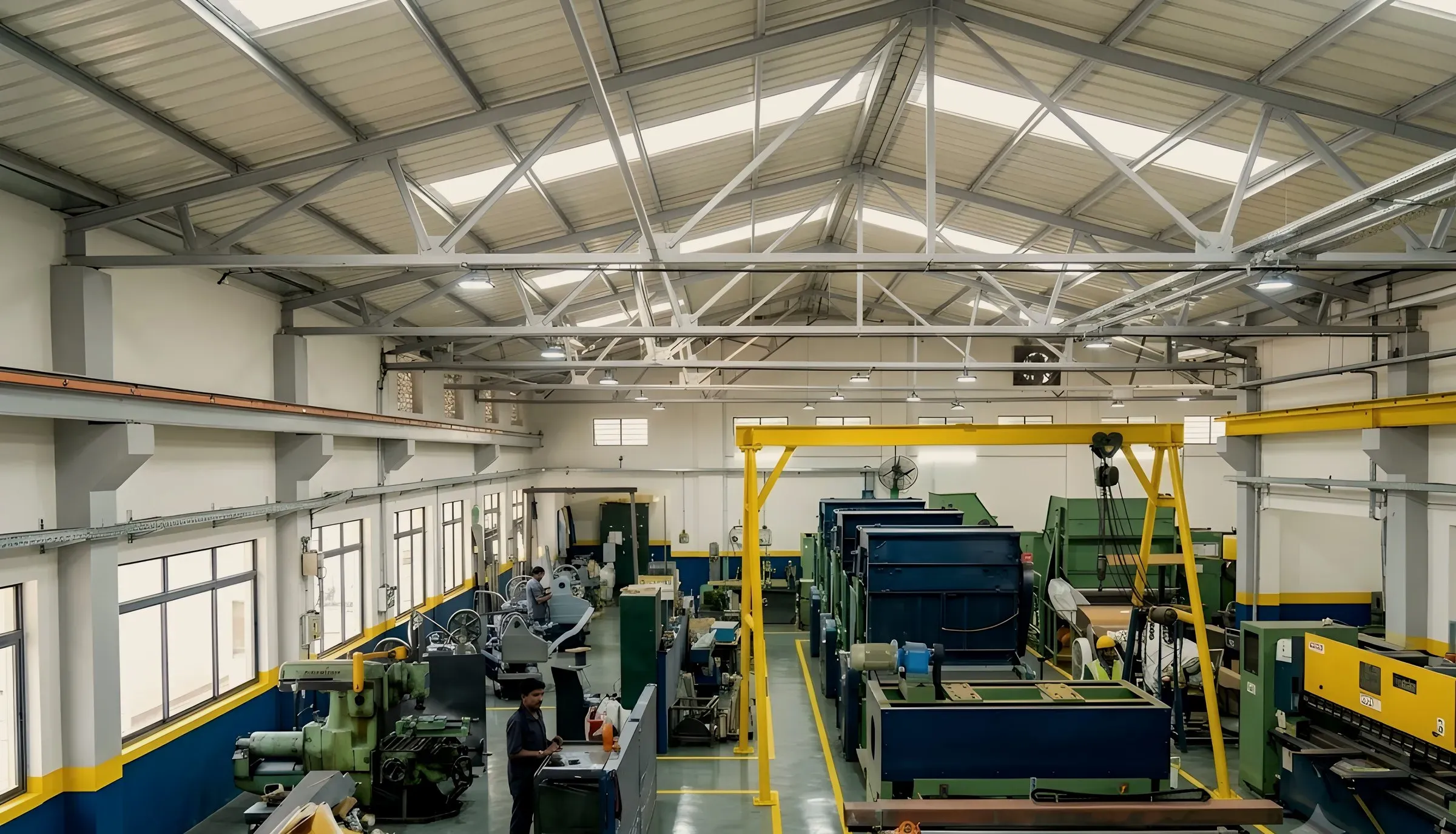 The 2M Engineers shop floor in Peenya, machines under build
